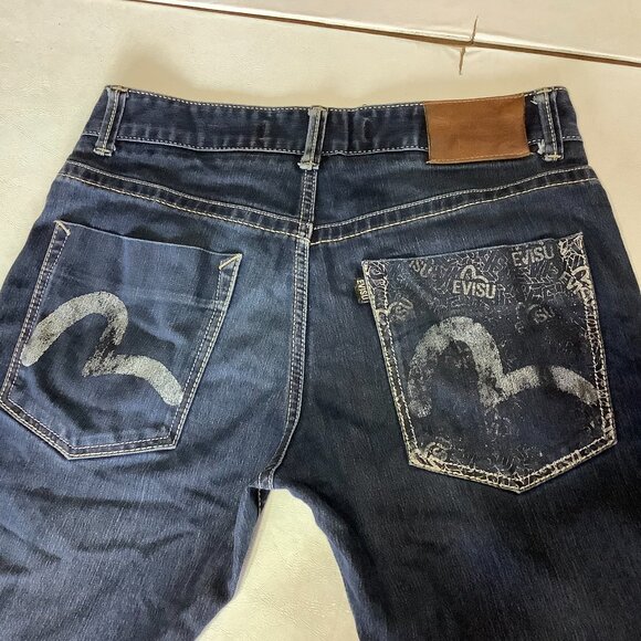 Selvedge Evisu Genes Jeans Denim Sparkly Back Pocket Size 32 - Picture 4 of 9